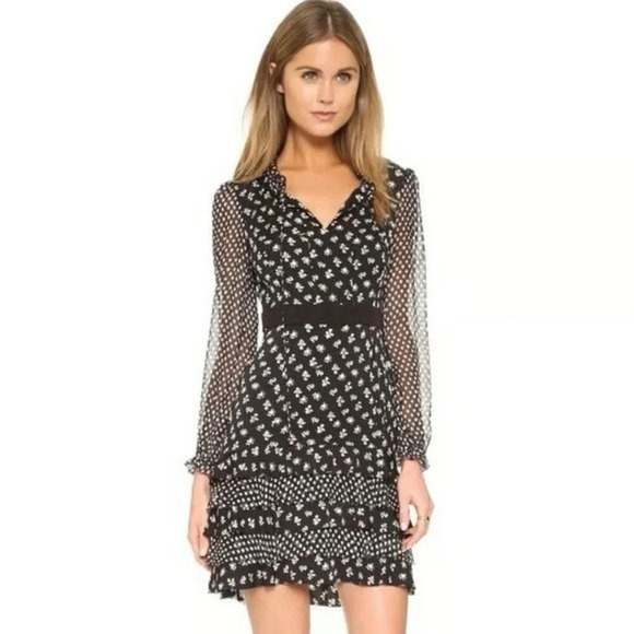 Diane Von Furstenberg Dresses & Skirts - Diane von Furstenberg Fionna Dress Silk Floral Ruffle Tiered Long Sleeve size 2
